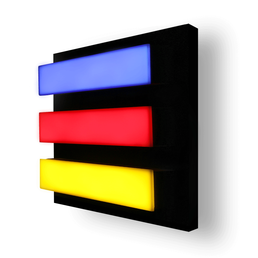 LED-lysskilt med fargestriper med lys
