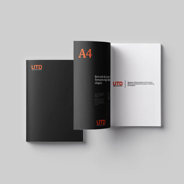 Mockup av brosjyre fra UTD Reklameprodusenten