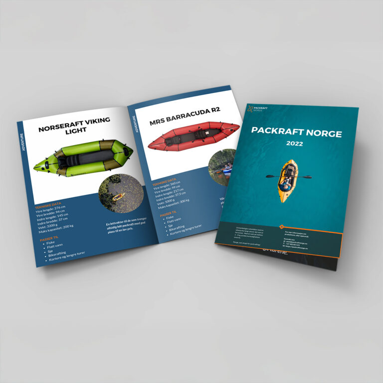 4-sider folder - markedsmateriell for Packraft Norge