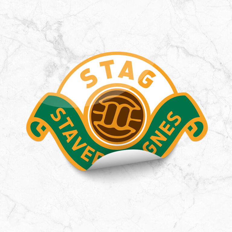 Utskåret klistremerke på marmorbakgrunn for Stag Idrettsforening